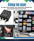 Heavy Duty 5 Pin 12 Volt 30 Amp Automotive Relay 2 Pack Bullet Proof Multi Purpose Car Switch displayed in engine compartment, easy installation.