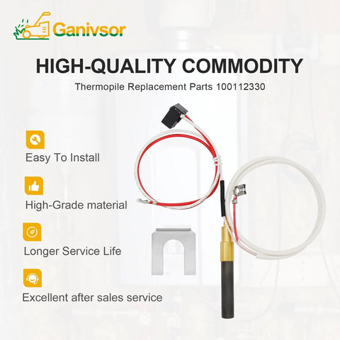 Ganivsor Minivolt thermopile water heater replacement with red/white wires and metal mounting bracket