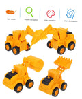 4 Pack Adorable Construction Truck Set With Realistic Front End Loader Models for Imaginative Play, orange and yellow, outdoor use.