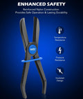 Long Reach Hose Pinch Off Pliers Set 3 Piece Pro Grade All In One Clamp Pliers with reinforced nylon construction, blue accents.