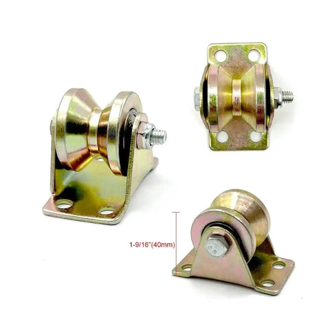 V Groove Caster Wheels 4 Pack 1.25 Inch Heavy Duty Sliding Gate Rollers With Precision Inner Bearings For Patio Doors Garage Shutters And Diy Gear Sweet Smooth Glide No Sweat Track Install, metal construction with sealed bearings.