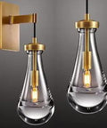 Brass Wall Sconce With Raindrop Glass Shade Dimmable LED E12 Bulb Compatible Modern Vanity Bath Light For Living Room Rustic