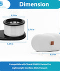 2 Pack HEPA Filter Kit For IZ662H IZ640H IZ631H WZ531H IZ682H Vertex Pro Lightweight Cordless Stick Vacuum Replacement XHFIZ500 XFFKIZ600 Includes 6 Foam And Felt Filters - dimensions and features of filters
