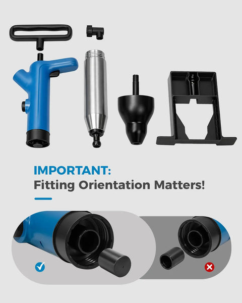 Heavy Duty Air Toilet Plunger And Drain Auger Featuring A Smart Real Time Pressure Gauge For Nailing Sticky Blockages Fast And Slashing Your Weekly Plumbing Costs Today, showcasing components and fitting guide.