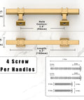 Champagne Bronze Cabinet Pulls Set Of 10 3.75 Inch Zinc Alloy Kitchen Cabinet Handles with screw measurements diagram