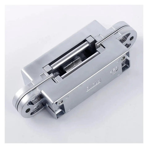 Silver Invisible Hinge 180 Degree Zinc Alloy Hidden Folding Door Hinge Cross for Frameless Interiors Ultra Low Profile Door Hardware