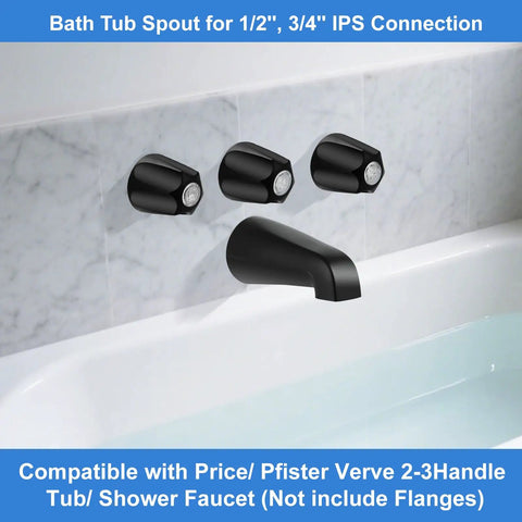 Matte Black Shower Trim Kit With 3 Easy Grab Knobs And Tub Spout Four In One Adapter Fits One Half Inch Copper Pipe