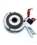 Power-off electromagnetic brake LDZ1-30 99V motor brake with metal housing, red wiring, and three mounting bolts.