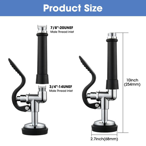 Built Tough Commercial Kitchen Pre Rinse Sprayer 2 Pack Heavy Duty 1.42 Gpm Dishwasher Sprayer dimensions and specs for restaurant use.