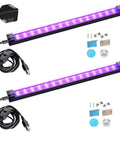 Two 1ft 10W UV Blacklight Bar Two Pack For Fluorescent Art Tapestries Posters And Body Paint Glow Up Party Lights with USB-C cables