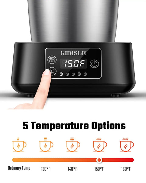 Control panel of 5 In 1 Milk Frother And Steamer With Adjustable Temperature 17 Oz Detachable Frother with temperature display