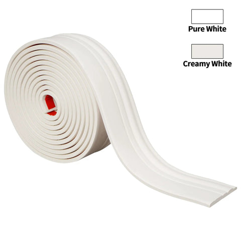 Roll of Creamy White Flexible Baseboard Molding Trim Peel And Stick Wall Trim Waterproof Edge Guard 4 Inch Wide By 16.4 Feet