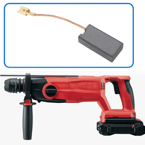 4 Pack 7x12.5x25mm Motor Carbon Brushes For Hilti Power Tools Replacement shown with compatible red drill
