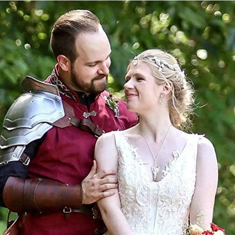 Couple with Beefy Steel Armor Pauldron For Gladiator Cosplay And Larp Knight Handcrafted Metal Shoulder Armor Piece