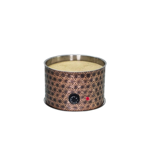 Copper Turkish Heating Sand Coffee Maker With Pot Set in Big Round Star Design, 110 to 230 Volt, shown from the front