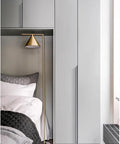 Modern bedroom cabinet with Concealed Drawer Handles Set Sleek Low Profile Finger Edge Pulls Invisible Brushed Gray Cabinet Knobs