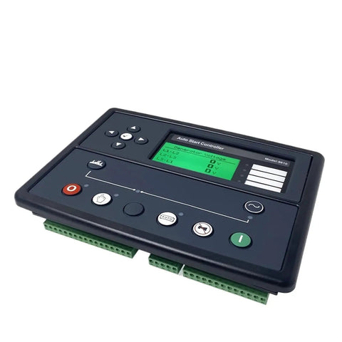 Generator Synchronizing Control Panel With Auto Start And Load Sharing Controller Module MKII Version Pro Grade One Unit Setup For Reliable Standby Power black rectangular LCD panel with green terminal blocks