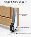 Heavy Duty Gate Caster Wheels With Rubber Pulley Track Rollers For Sinking Wood Fences And Garden Doors Galvanized Steel Bracket close-up with rubber wheel