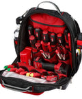 Heavy Duty Canvas Jobsite Backpack With 48 Pockets And Ultra Comfortable Load Bearing Harness featuring organized tools.