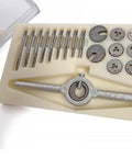 31 Piece Micro Metric Tap And Die Set For M1 To M2.5 Internal And External Threads Repair In Small Electronics Watches And Models Pro Grade HSS With Rust Resistant Coating For Durable Handy Tool Kit in case