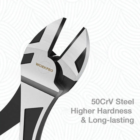 7-Inch Diagonal Pliers In CR-V Steel With Heat-Treated 50CrV Jaws, Rust-Resistant Black Finish, Sharp Wire Cutting