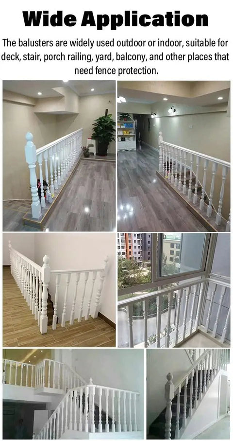 Premium White Poplar Balusters Pack Of 20 Killer Deck Railing Spindles for interior staircase and balcony handrails.