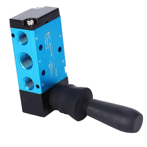Hand Lever Pneumatic Valve For 2-Position 5-Way 1/4 Inch Air Systems with aluminum body and reversible handle