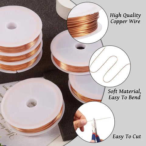 Raw Copper Jewelry Wire 22 Gauge 0.6mm 18m Per Roll Soft Round Beading Wire For DIY Jewelry Making And Stringing Spool 59.06 Feet