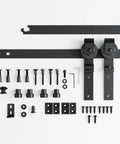 Upgraded 2.5 Foot Mini Folding Sliding Barn Door Hardware Kit For Two Doors Carbon Steel Construction Frosted Black Powder Coating