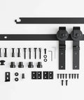 Upgraded 3ft Mini Folding Sliding Barn Door Hardware Kit for Two Doors, Easy Install, Quick No Fuss Track System components