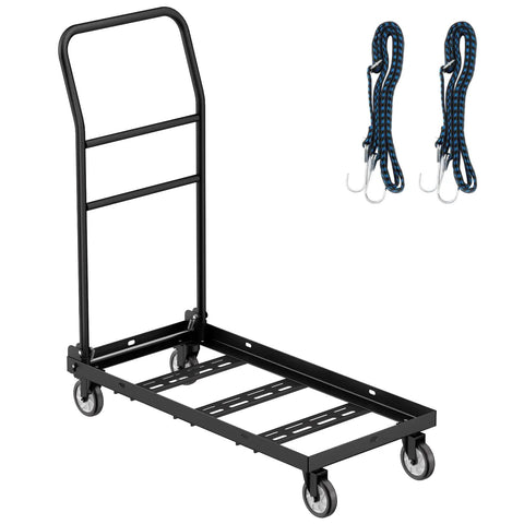 Beast Mode Folding Chair Cart For 12 Chairs With 300 Lbs Capacity 4 Inch 360 Degree Swivel Wheels L Shaped Steel Storage Dolly with hooks