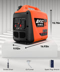 1600W Super Quiet Inverter Generator For Camping And Home Use with dimensions and tools