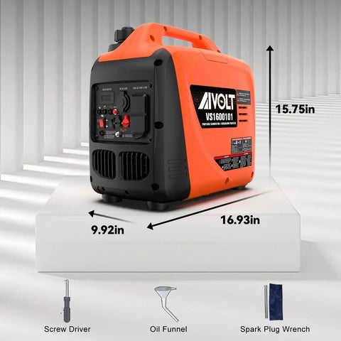 1600W Super Quiet Inverter Generator For Camping And Home Use with dimensions and tools