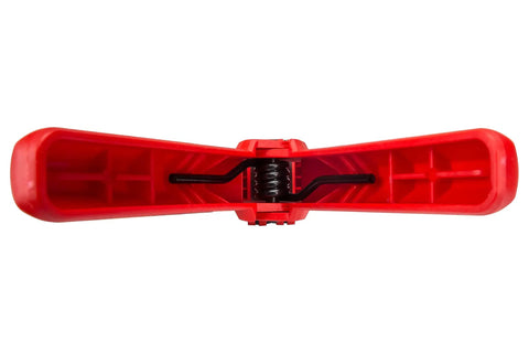 Premium 18 Pack Band Clamps For Edge Clamping Plywood Lamination Cabinet Shelving features a red plastic clamp with a spring mechanism.