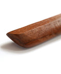 Close-up of the hardwood tip of the Wooden Bokken With Rope Wrapped Grip And Plain Natural Saya For Iaido And Aikido Training, 101 cm length