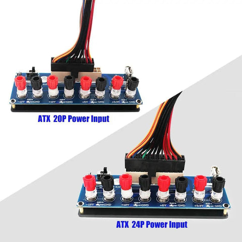 ATX Benchtop Power Breakout Adapter With USB 5V Port And Four Output Channels 3.3V 5V 12V And Minus 12V Easy Switch With 20P and 24P inputs