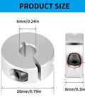 Split Shaft Collar Set Of 4, 6mm Bore Aluminum Locking Collars With M4 Screws, 20mm Outer Diameter, 8mm Thick, One Piece Split Design That Locks In Place And Keeps Standard Shafts Secure shown with size dimensions
