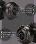 Oil Rubbed Bronze Interior Door Knob Privacy Set For Bedroom And Bathroom Doors, No Key Privacy Lock close-up