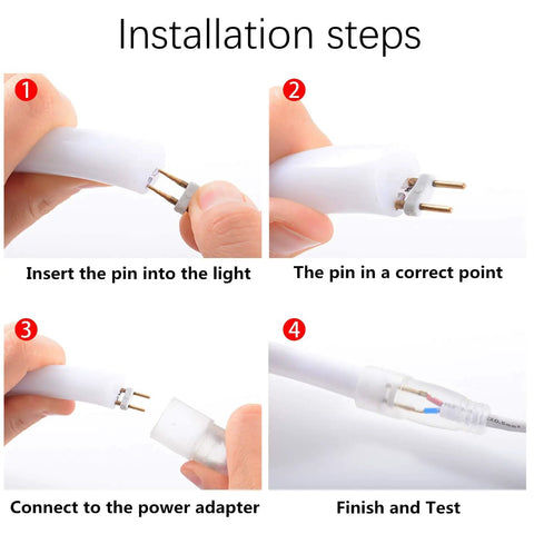 Installation steps for Lit 360 Degree Neon LED Light Strip 32.8ft Waterproof Flexible Dimmable Rope Light With Remote