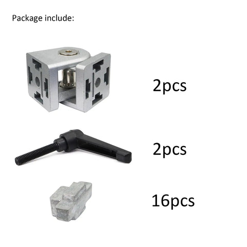 40 Series 4040 Aluminum Extrusion Hinge Pivot Joint Kit With Two Handles And Wrenches, Zinc Alloy Pivot Brackets For 40X40 Profiles, 2 pcs