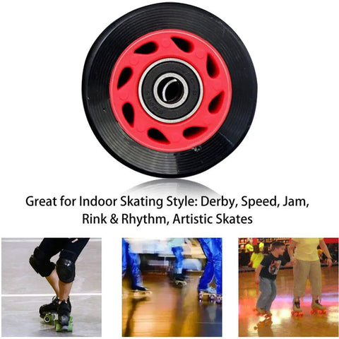 8 Pack Roller Skate Wheels With Bearings Installed For Outdoor And Indoor Use On Quad And Double Row Skates 82A Hardness 58x32Mm