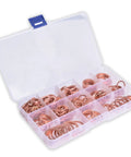 Premium Copper Washer Set 280 Pcs Solid Flat Washers Across 12 Sizes Pro Grade SAE Fit For Industrial And Electrical Projects in storage box