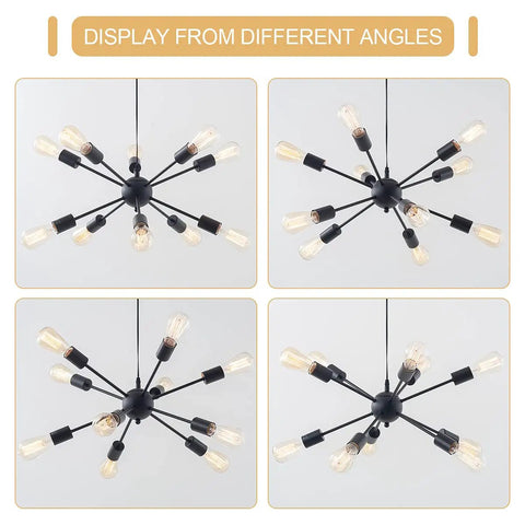 Sputnik Style Plug In Pendant Chandelier With 10 Lights And 16.4 Ft Cord On Off Switch for Dining Room Living Room Kitchen Island