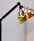 Tiffany Style Floor Lamp With Swivel Arm 72 Inch Tall Stained Glass Reading Light Antique Bronze Base Butterfly Flowers Shade