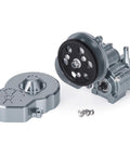 Aluminum Alloy RC Transmission Gearbox Kit For 1 To 10 Scale Crawlers Built Tough with visible components and screws.