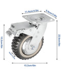 Front view of one uyoyous 6-inch heavy-duty swivel caster with mounting plate and brake lever