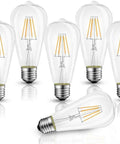 ST21 Vintage LED Edison Bulb 4.5W 40W Equivalent Dimmable Soft White 3000K Filament Light Bulb E26 Medium Base Pack Of 6 ETL Listed