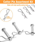 Heavy Duty Cotter Pins Kit With Alloy Steel R Clip Set 52 Pieces Six Sizes For Trailers Trucks Lawn Mowers