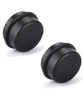 Two black dust covers from the 2 Pack Front Wheel Hub Assembly For Club Car DS And Precedent Golf Carts 2003 And Up Includes Bearings Races
