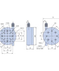 Technical drawing of Axis Manual Rotation Stage Built Tough For Precision CNC Machines And Robotic Automation Heavy Duty Rotary Stage